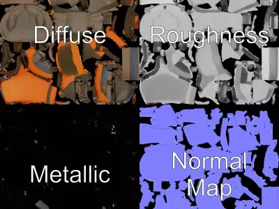 Orange Hiking Backpack model pack Low-poly 3D model