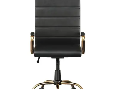 Black High Back Leather Chair FLGO 2286H BK GLD GG 3D model