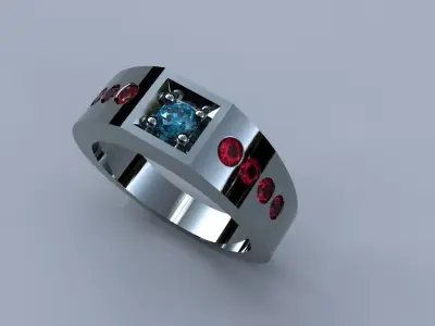 Ladies Diamond Ring Gold Silver Platinum Luxury Ring 3D print model