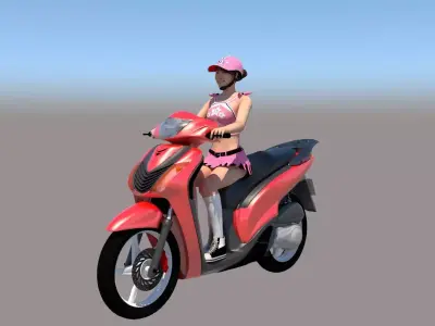 Moto Honda SH mode girl 3D model