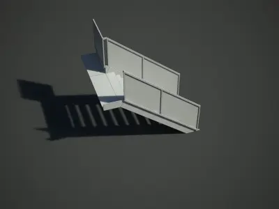 Steps railing on side of building Low-poly 3D model