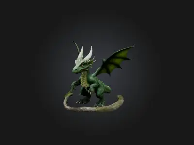 Realistic Forest Dragon Model Low-poly 3D model