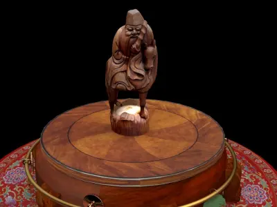  Chinese bamboo carving figure  3D model