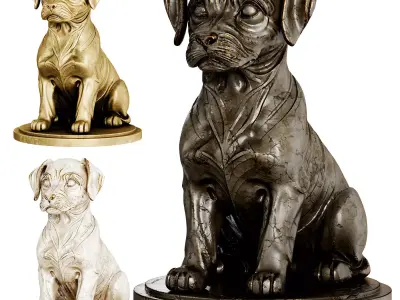 Classic Dog Sculpture 3d print and game ready Low-poly 3D model