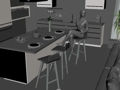 Living room 3D model 7