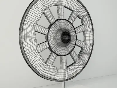 Ox Cart Wheel on Stand 3D model