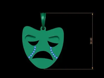SAD JOKER FACE MASK PENDANT 3D PRINTABLE MODEL  3D print model