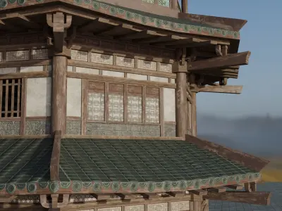 Chinese Temple Low Poly Low-poly 3D model