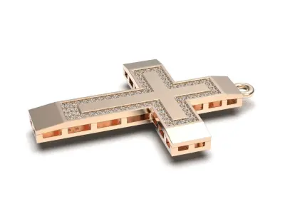 G0486 two gold cross pendants with diamonds 3D print model