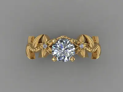 Flowers ring Low-poly 3D model