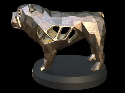 Steampunk Old Bulldog Low-poly 3D model