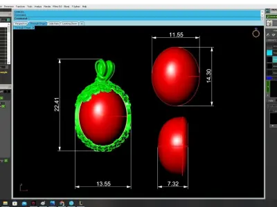Luxury Oval Cabochon Red Stone Pendant 3D Model 3354 3D print model