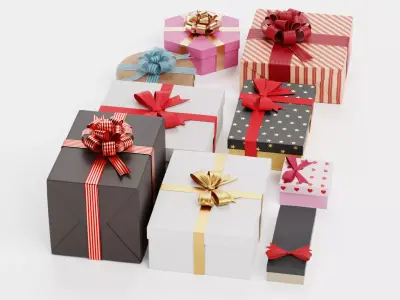 9 Gift Boxes Collection - Celebration Edition 3D model