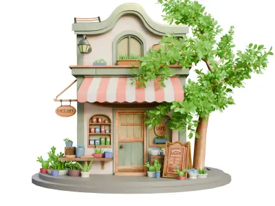 Stylized 3D Cafe House Model 3D model