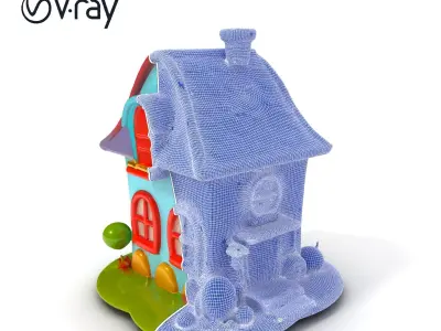 Cartoon House Model Pack with Colorful Props Low-poly 3D model