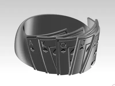 Poker Star Playing cards sport casino gambling king ring 3D print model
