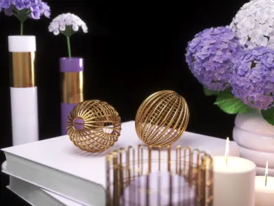 set734 hydrangeas and candles 3D model