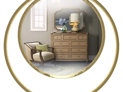 Brushed Brass Framed Mirror 3D model