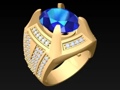 Oval stone ring - Mens Rings - N5279 3D print model