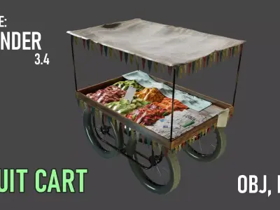 Fruit Cart Low-poly 3D model