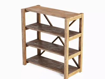 Wide Pottery Shelf A 05 Low-poly 3D model