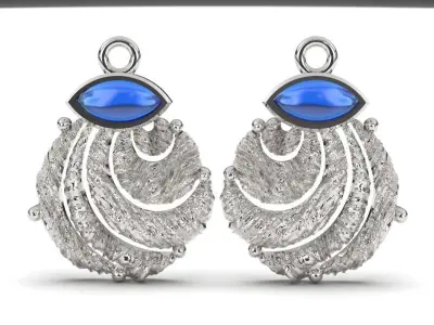 gem stone texture oxidize earring  3D print model