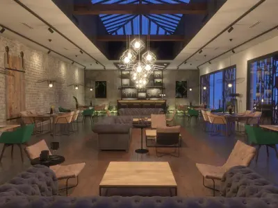 cafe restaurant full complete 3D model