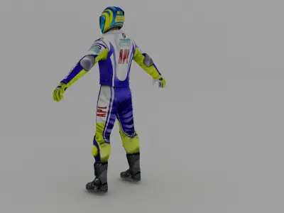 Snowmobilbiker motorcyclist in racing suit 3D model