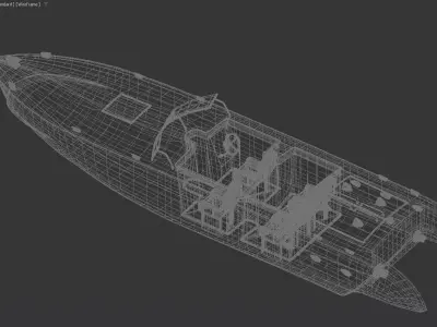 Vintage Wooden Hydroplane Racing Boat 3D model 3D model