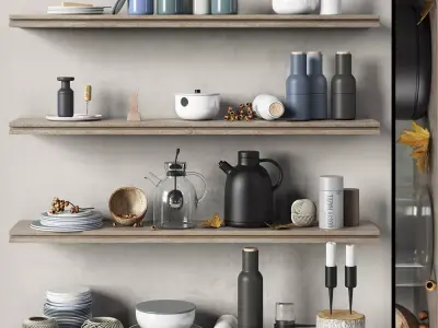 Scandinavian decorative set for the kitchen 3D model