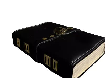 Black Leather Journal Gold Clasp Low-poly 3D model