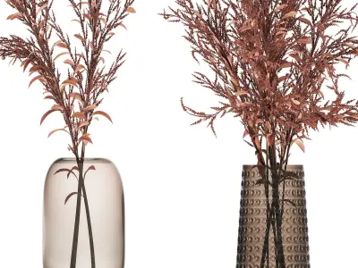 Bouquet of dried flowers in a glass vase 153 3D model