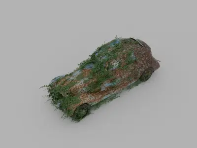 Damaged Rusty Car Low-poly 3D model