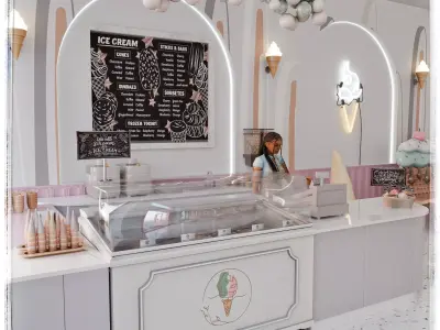 Ice Cream Shop Blender Scene 3D model