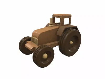 Wooden tractor toy 3 Free 3D model