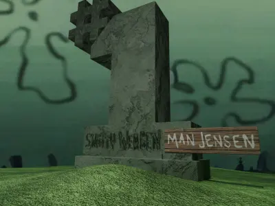 Smitty Werben Manjensen Tombstone from Spongebob Free low-poly 3D model