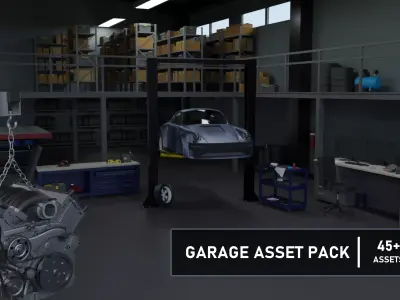 Garage and Car Repair Shop Asset Pack Low-poly 3D model