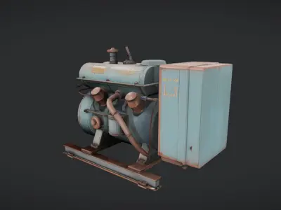 Industrial diesel engine generator unit 3D model