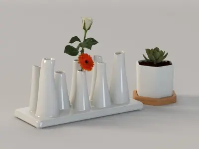 Trendy Ceramic Flower Vase for Table Top Centerpiece Decoration 3D model