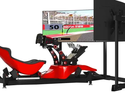 Formula 1 Racing Game Simulator Seat Triple Display 3D model