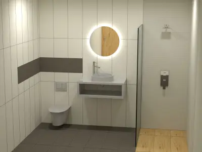 Bathroom with sink and mirror Free 3D model