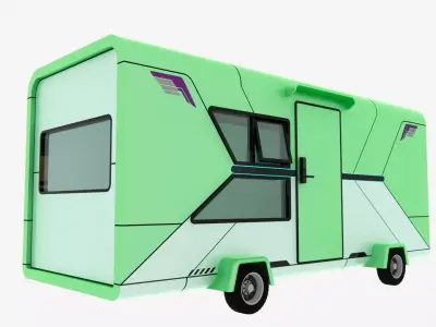 Futuristic Green Caravan Low-poly 3D model