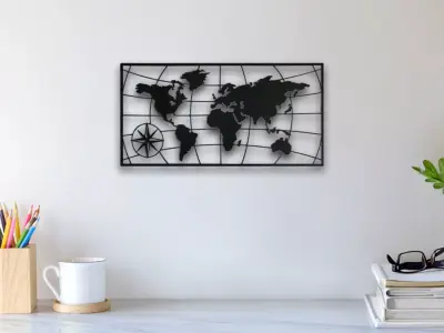 World Map Wall Art 3D print model 3