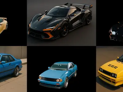 Sport Car bundle 21 pack 68 glb 3D model