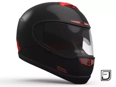 Black And Red Helmet H07 3D model