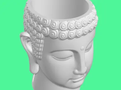 Flower vase buddha head 3D print model