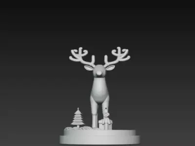 3D Reindeer on Podium Christmas Decoration 3D print model