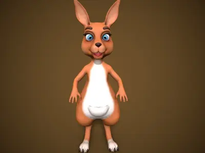 cartoon kangaroo Low-poly 3D model purchase