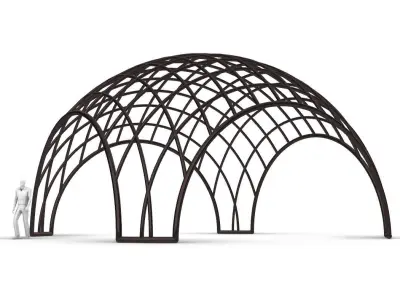 Architectural Pavilion Structure Wireframe Dome With Entry V2 3D model