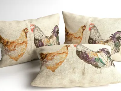 Voyage Cushion - Chickens -Solid Pillow 3D model